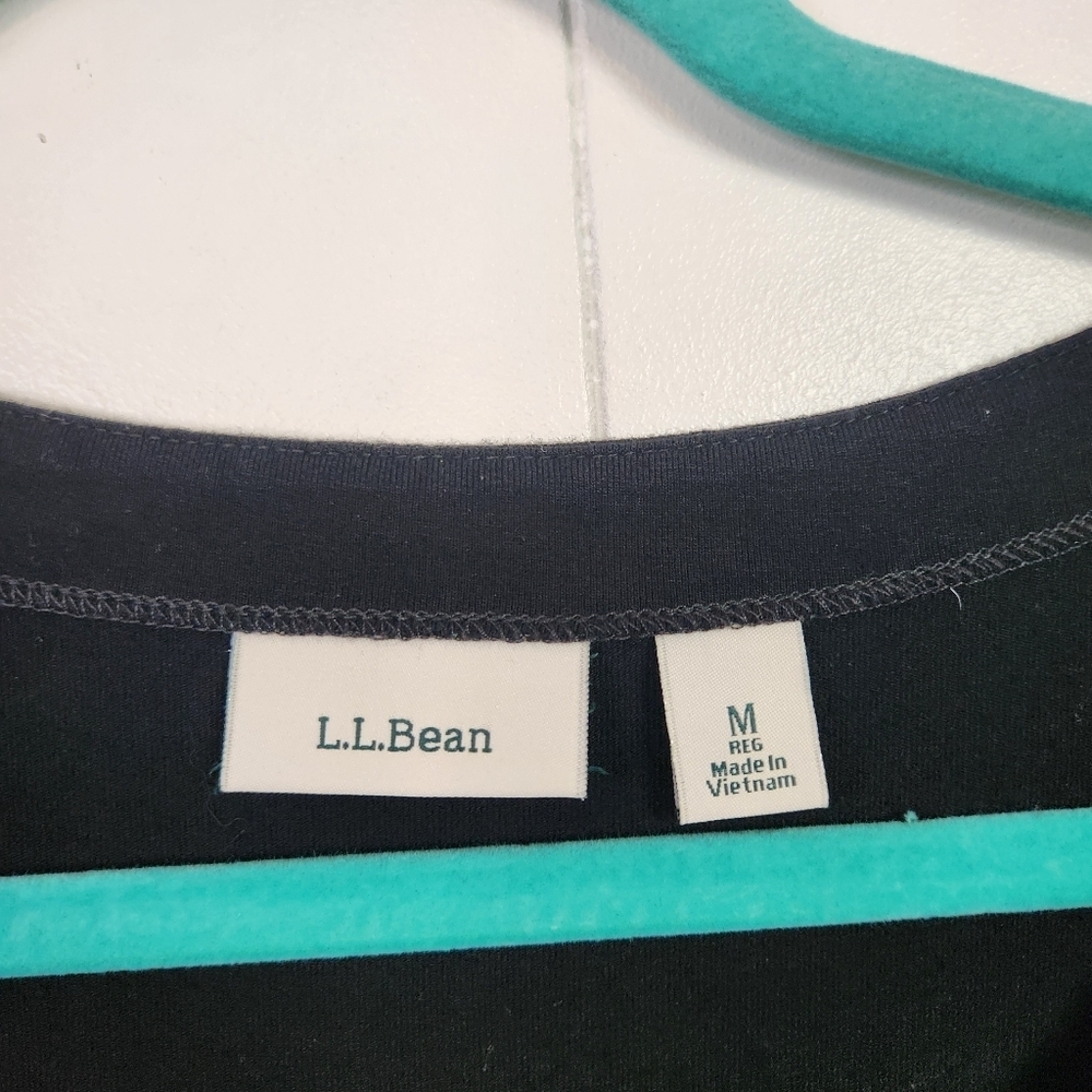 L.L. Bean Dress Womens Size Medium Black Stretch Jersey Knit 3/4 Sleeves V-Neck - Picture 10 of 13